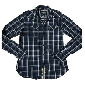 Guess Shirt Mens Black Plaid Western Cowboy Country Core Large A002062